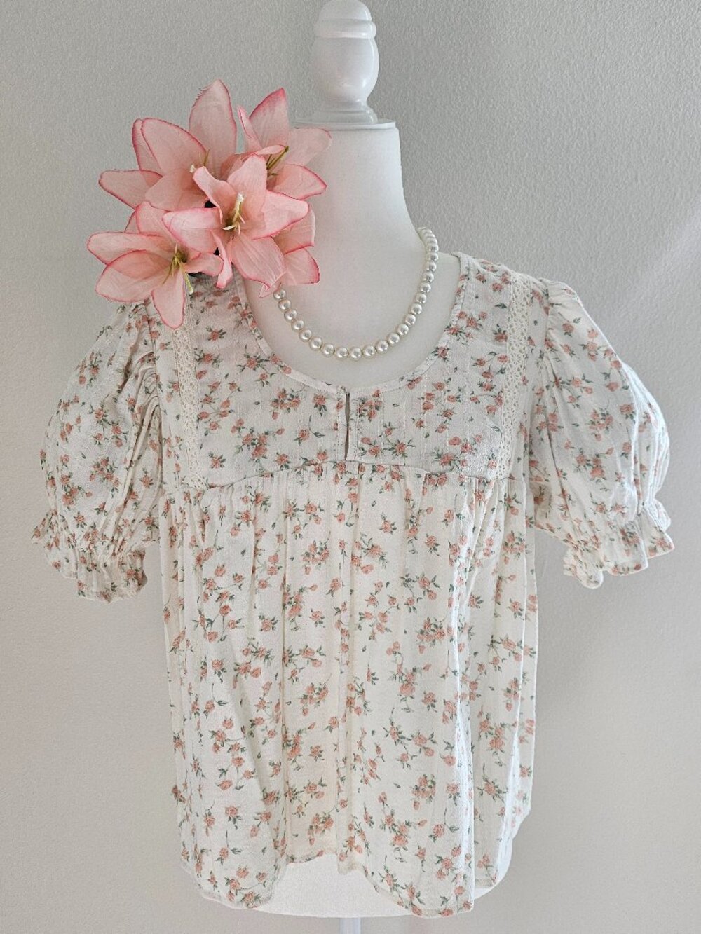 American Eagle Floral Puff Sleeve Blouse - Size Small